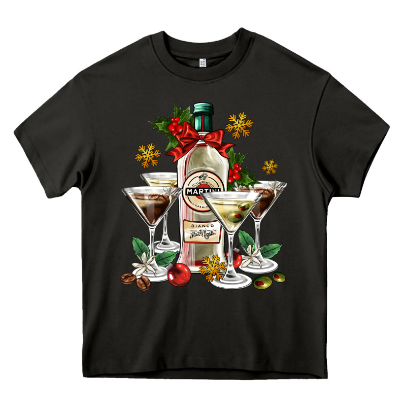 Christmas Martini  And Martini Bottle Heavy Core Tee by AdoDesignShop | Teevron