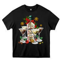 Black Christmas martini  and martini bottle Heavy Core Tee - AdoDesignShop