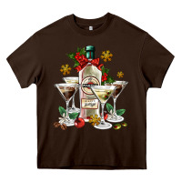 Chocolate Brown Christmas martini  and martini bottle Heavy Core Tee - AdoDesignShop