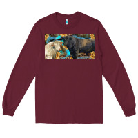 Burgundy Charolais and black angus bull with sunflower and leopard Long Sleeve Tee - RanaPortraitStore
