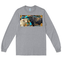 Heather Grey Charolais and black angus bull with sunflower and leopard Long Sleeve Tee - RanaPortraitStore