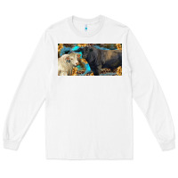 White Charolais and black angus bull with sunflower and leopard Long Sleeve Tee - RanaPortraitStore