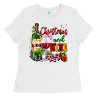 White Christmas and wine Ladies Tee - AdoDesignShop