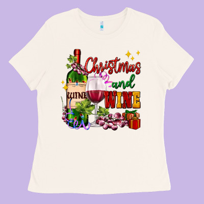 Christmas And Wine Ladies Tee Designed By Adodesignshop