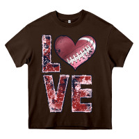 Chocolate Brown football love Heavy Core Tee - JahusDesignShop