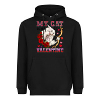 Black my cat is my valentine Heavyweight Hoodie - OliviaCreatesArt
