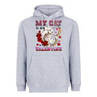 Heather Grey my cat is my valentine Heavyweight Hoodie - OliviaCreatesArt