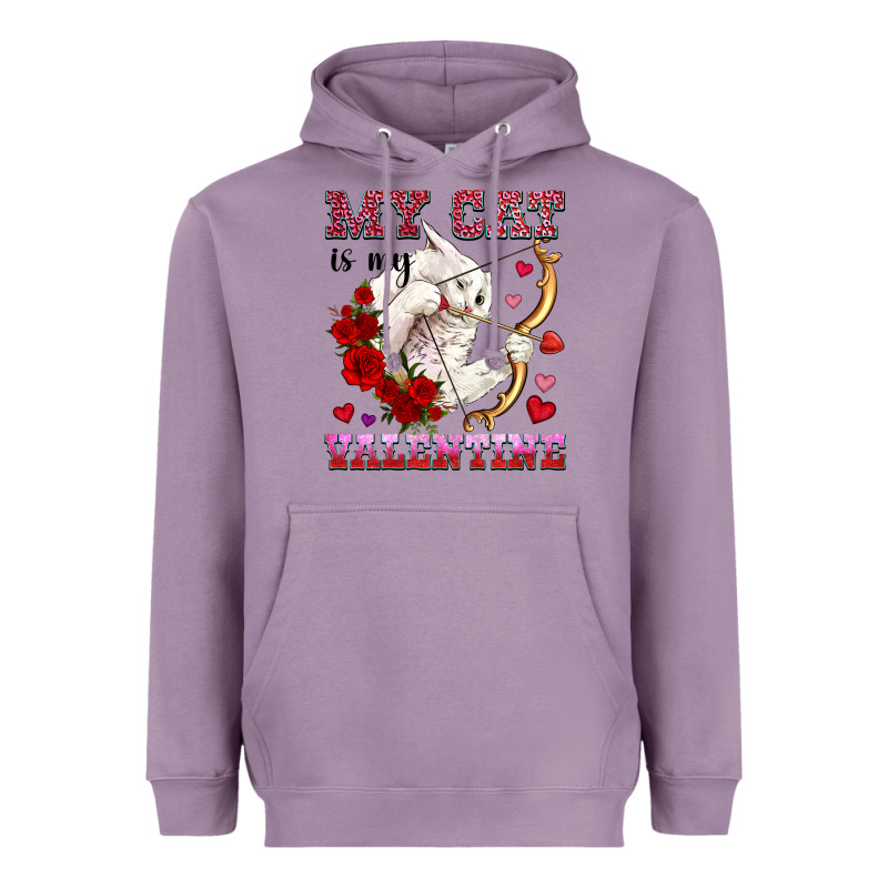 My Cat Is My Valentine Heavyweight Hoodie by OliviaCreatesArt | Teevron