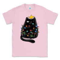 Bubblegum Pink christmas cat with lights Classic Tee - MaliasSmallBusiness