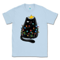 Dusty Blue christmas cat with lights Classic Tee - MaliasSmallBusiness