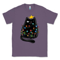 Lavender christmas cat with lights Classic Tee - MaliasSmallBusiness