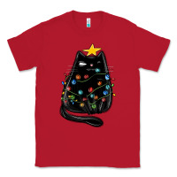 Red christmas cat with lights Classic Tee - MaliasSmallBusiness