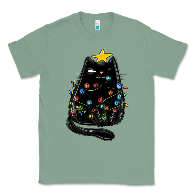 Christmas Cat With Lights Classic Tee by MaliasSmallBusiness | Teevron