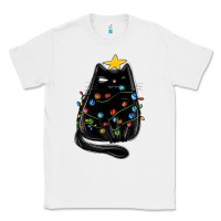 White christmas cat with lights Classic Tee - MaliasSmallBusiness