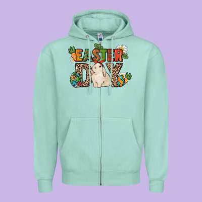 Easter Day Zipper Hoodie Designed By Howdyjamesfarm