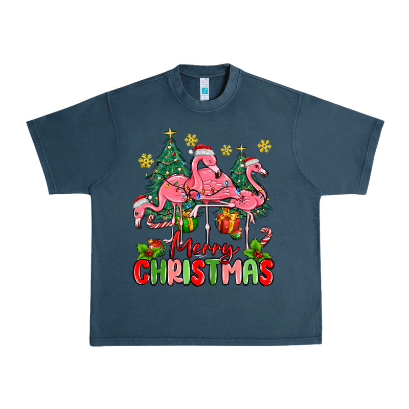Merry Christmas Flamingos Urban Heavy Tee by MaliasSmallBusiness | Teevron
