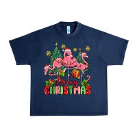 Navy merry christmas flamingos Urban Heavy Tee - MaliasSmallBusiness