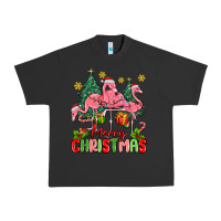 Pigment Black merry christmas flamingos Urban Heavy Tee - MaliasSmallBusiness