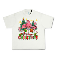 Pistachio merry christmas flamingos Urban Heavy Tee - MaliasSmallBusiness