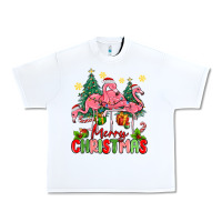 White merry christmas flamingos Urban Heavy Tee - MaliasSmallBusiness