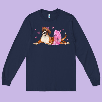 Boxer Dog With Tutu Long Sleeve Tee Designed By Lillyallendesigns