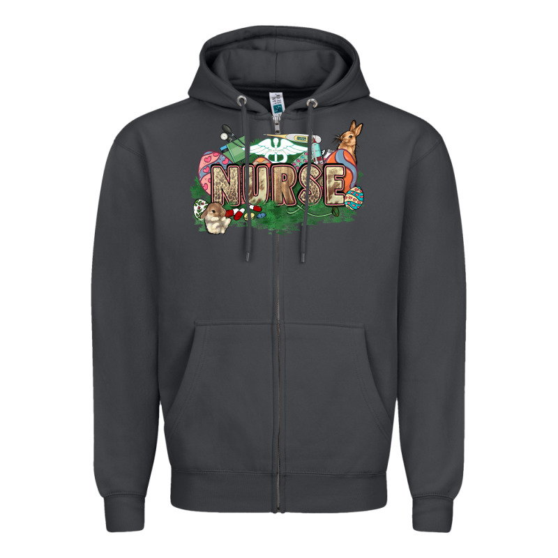 Easter Egg Nurse Bunny Easter Day Zipper Hoodie by HowdyJamesFarm | Teevron
