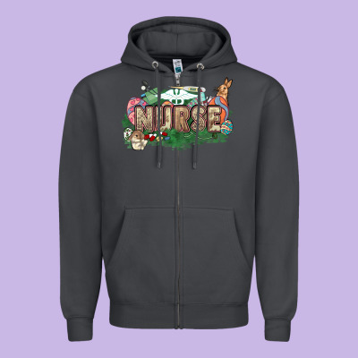 Easter Egg Nurse Bunny Easter Day Zipper Hoodie Designed By Howdyjamesfarm