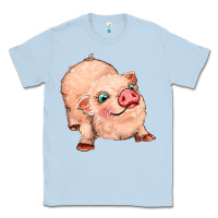 Dusty Blue pig Classic Tee - MaliasSmallBusiness