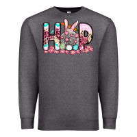 Charcoal Heather Easter Day Hop bunny Premium Sweatshirt - OliviaCreatesArt