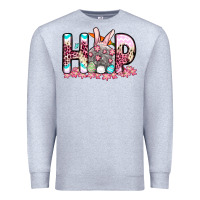 Heather Grey Easter Day Hop bunny Premium Sweatshirt - OliviaCreatesArt