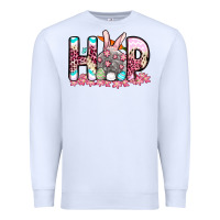 White Easter Day Hop bunny Premium Sweatshirt - OliviaCreatesArt