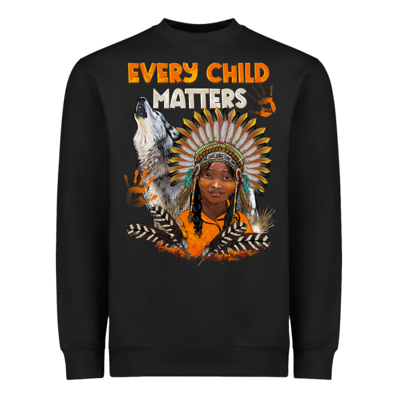 Every Child Matters Child And Wolf Heavyweight Sweatshirt by BarkalooDesign | Teevron