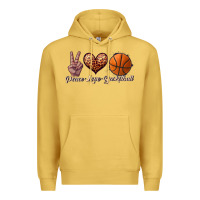 Antique Gold peace love basketball Premium Hoodie - JahusDesignShop