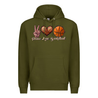 Army Green peace love basketball Premium Hoodie - JahusDesignShop