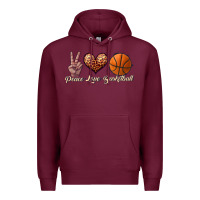 Burgundy peace love basketball Premium Hoodie - JahusDesignShop