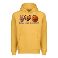 Mustard peace love basketball Premium Hoodie - JahusDesignShop