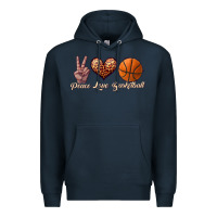 Navy peace love basketball Premium Hoodie - JahusDesignShop