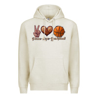 Oatmeal Heather peace love basketball Premium Hoodie - JahusDesignShop