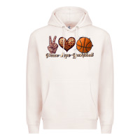 Pale Pink peace love basketball Premium Hoodie - JahusDesignShop