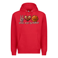 Red peace love basketball Premium Hoodie - JahusDesignShop