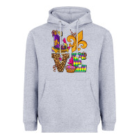 Heather Grey mardi gras love olivia Heavyweight Hoodie - OliviaCreatesArt