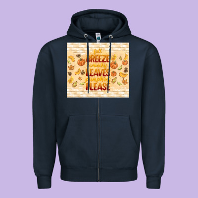 Fall Breeze Crunchy Leaves Zipper Hoodie Designed By Tumblerdesignbyshophia
