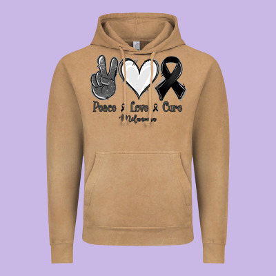 Peace Love Cure Melanoma Cancer Vintage Hoodie Designed By Jasminsmagicworld