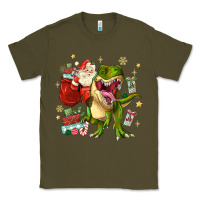 Army Green Christmas dinosaur Classic Tee - MaliasSmallBusiness