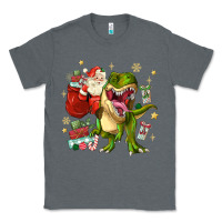 Charcoal Heather Christmas dinosaur Classic Tee - MaliasSmallBusiness
