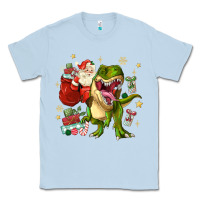Dusty Blue Christmas dinosaur Classic Tee - MaliasSmallBusiness