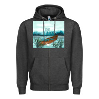 Charcoal Heather the lake is my happy place Zipper Hoodie - TumblerDesignByShophia