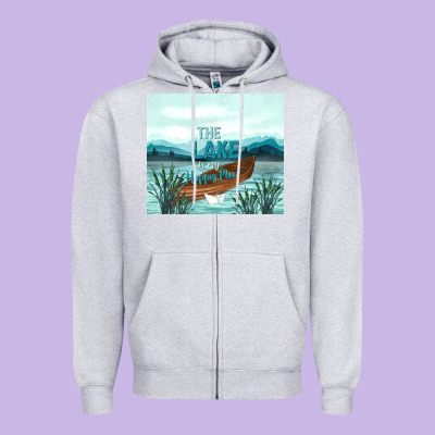 The Lake Is My Happy Place Zipper Hoodie Designed By Tumblerdesignbyshophia