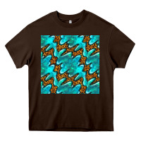 Chocolate Brown turquoise leopard seamless pattern Heavy Core Tee - BundleAndBundleShop