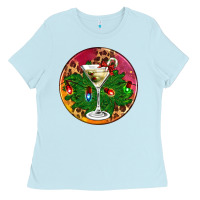 Baby Blue Christmas martini Ladies Tee - AdoDesignShop